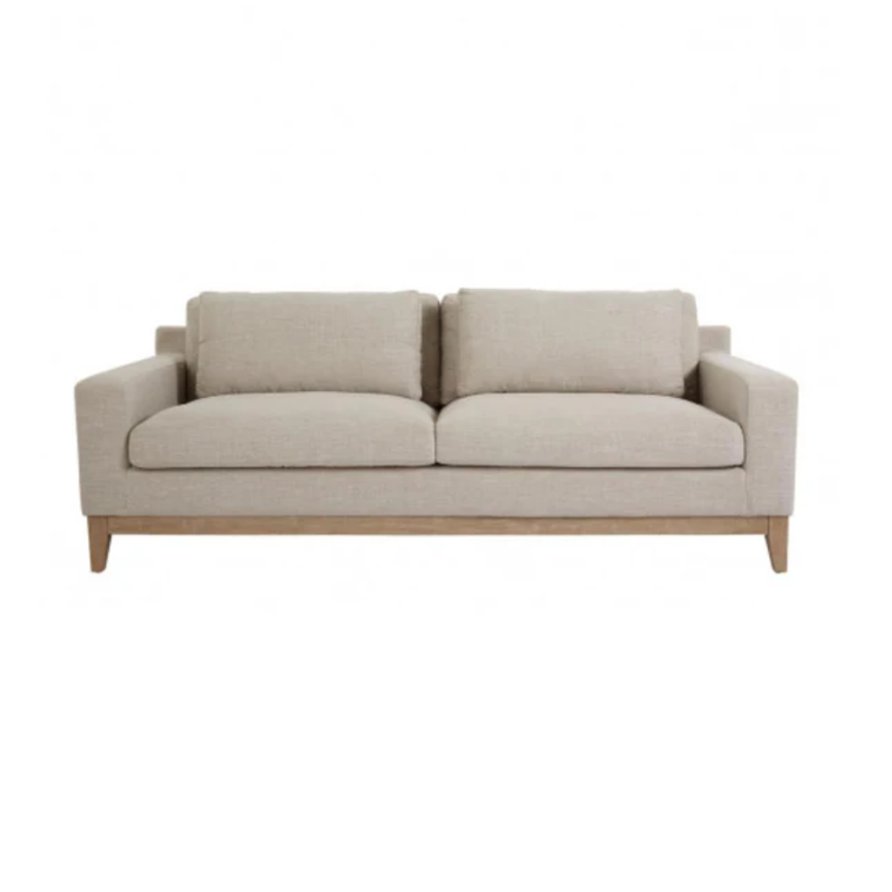 Leon Sofa - Linen 3 Seater Sofa with Feather Fill & Loose Cushions