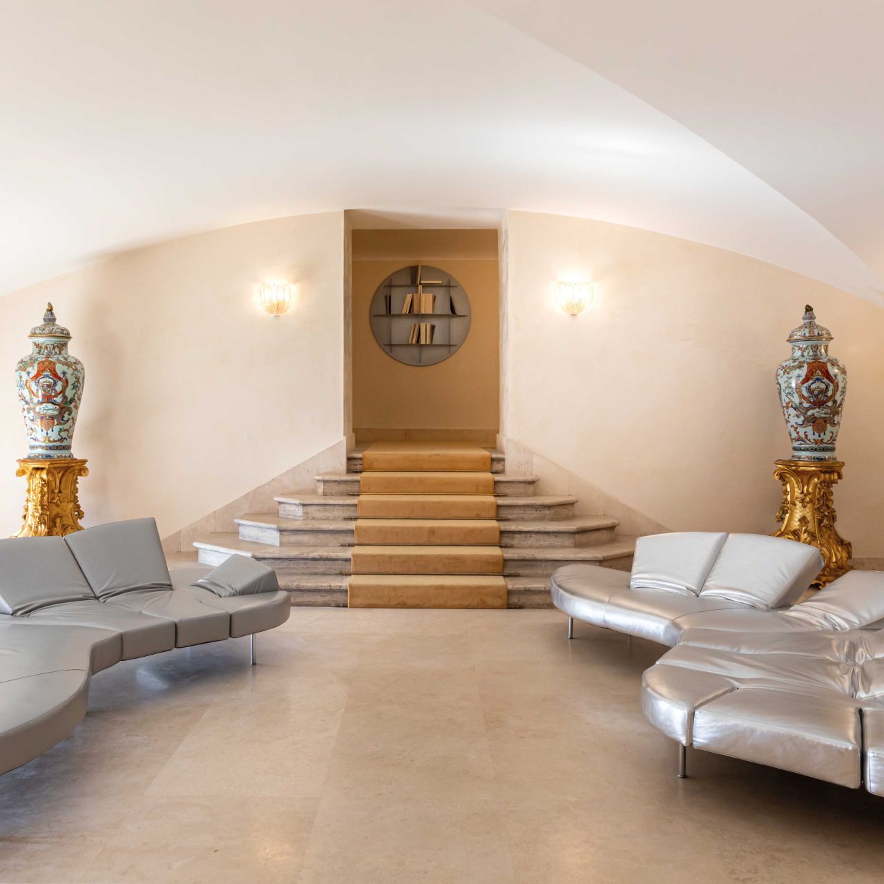  Flap &nbsp;in silver leather, shiny and matte, inside the Torrino clock tower of Quirinal Palace. 