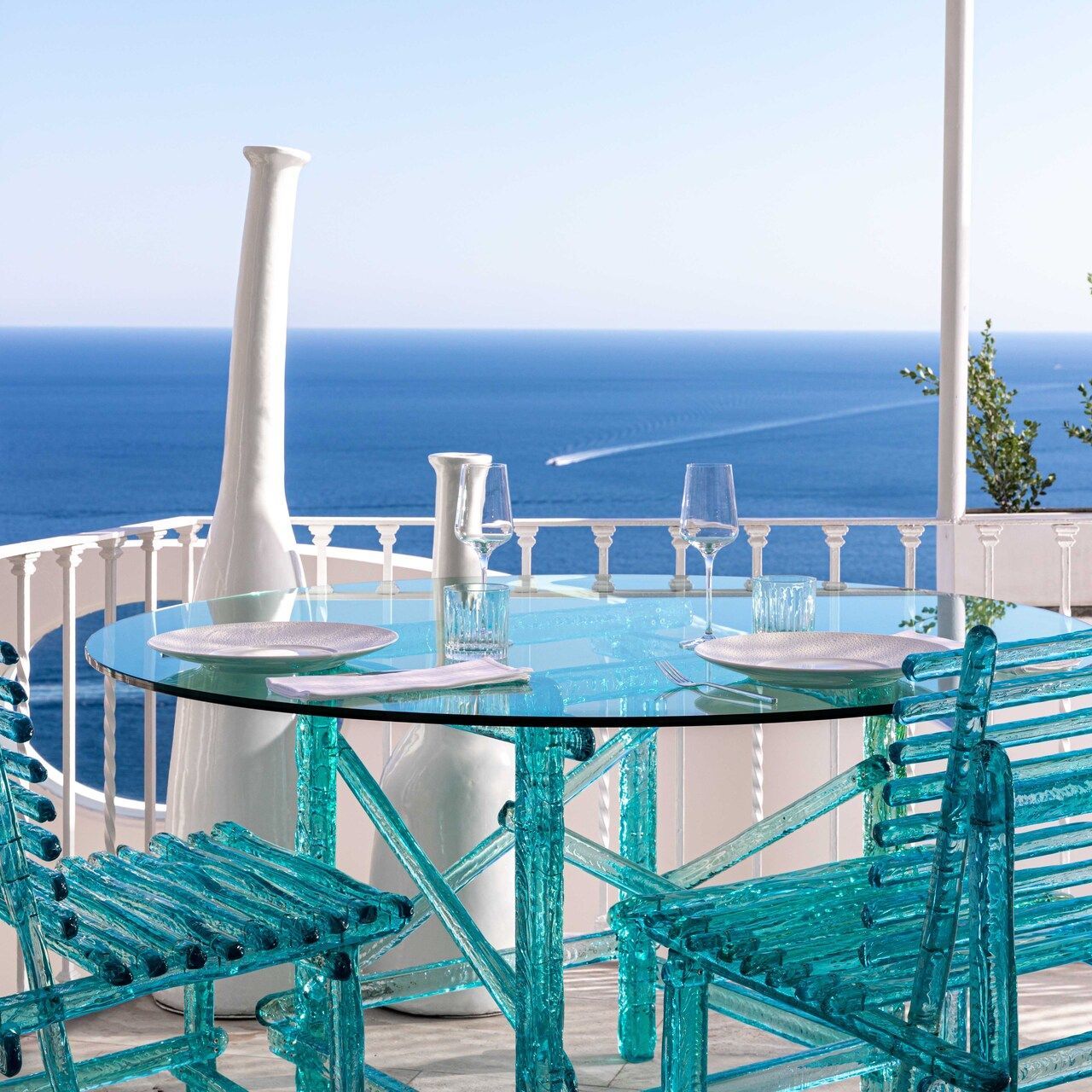   A'mare . The Jacopo Foggini Collection on The Terrace of the Villafranca Hotel in Positano. 