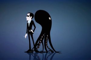  Roberto Prual Reavis et Philippe Arnaud Agent r&eacute;alisent l'illustration de Jacopo Foggini et de son ami Polypus, pour une installation vid&eacute;o au Milan Triennale. 